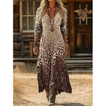 Personalized Retro Chic V-Neck Long-Sleeve Dress