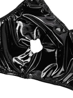 Cutout Bra  Panty Set Shiny Leather Plus Size