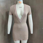 Sunscreen Women's High-Stretch Deep V-Neck Sexy Slimming Sheath Dress