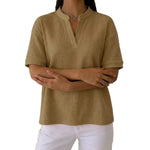 Waffle-knit Loose Casual Short-sleeve T-shirt