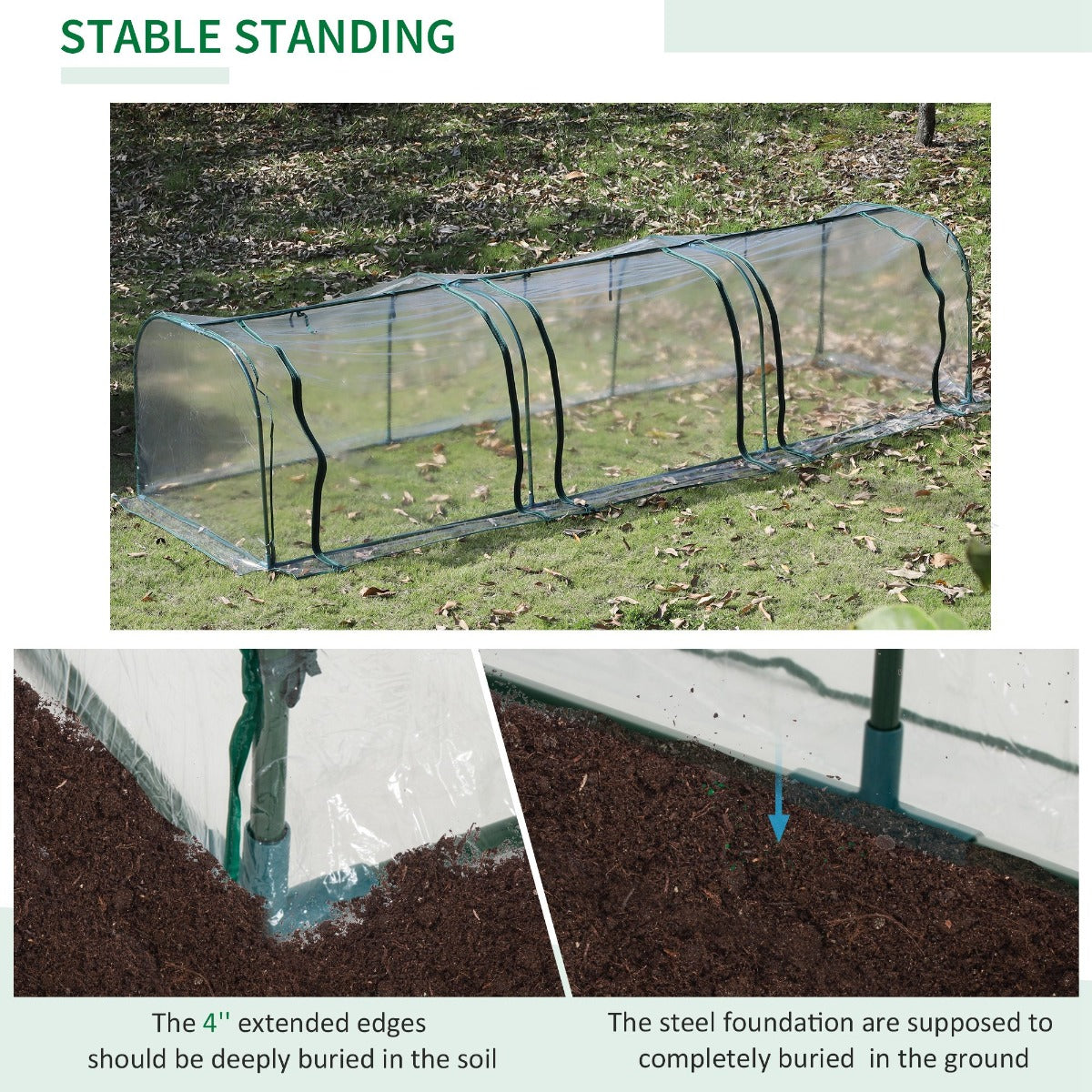 PVC Metal Tunnel Garden Greenhouse Kit