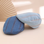 Soft-top Front Hat With Solid Color Stitching, Featuring A Trendy And Retro Design With A Brim. It Is A Newsboy-style Hat Suitable For Daily Casual Outings