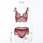 Lace Eyelash Love Grid Panty Set