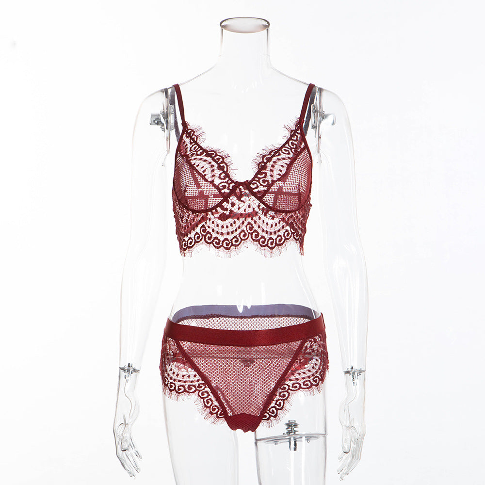 Lace Eyelash Love Grid Panty Set