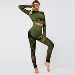 Seamless camouflage hollow yoga clothing suit