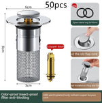 Long Pop-Up Sink Drains Filter Bathroom Press Bounce Basin Plug Stopper Wash Basin Hair Catcher Sink Strainer Kitchen Supplies