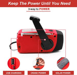 Portable Solar Emergency Weather Radio, Hand-cranked, AM Or FM Channels, NOAA Survival Radio, With LED Flashlight, 2000 MAh Rechargeable Battery, Suitable For Smartphones, Suitable For Home, Outdoor C
