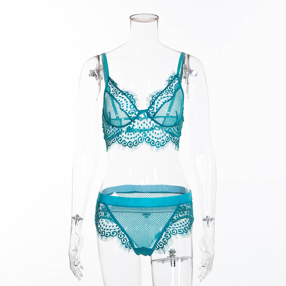 Lace Eyelash Love Grid Panty Set