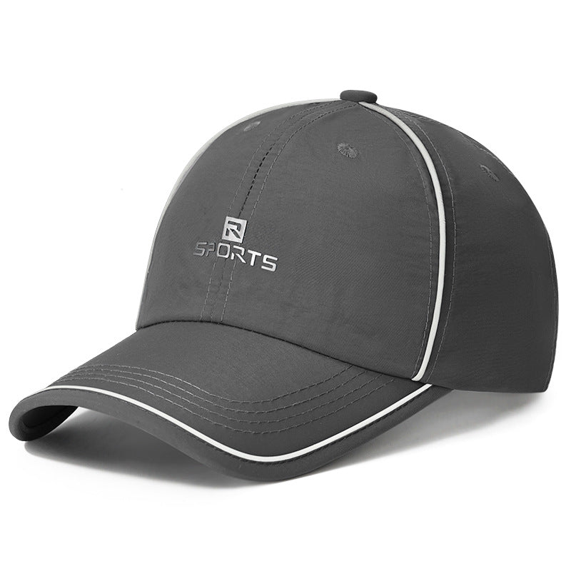 The New Style Fluorescent Strip Beanie Baseball Cap With A Curved Brim And A Chin Strap, In Korean Version, Is Suitable For Outdoor Cycling.