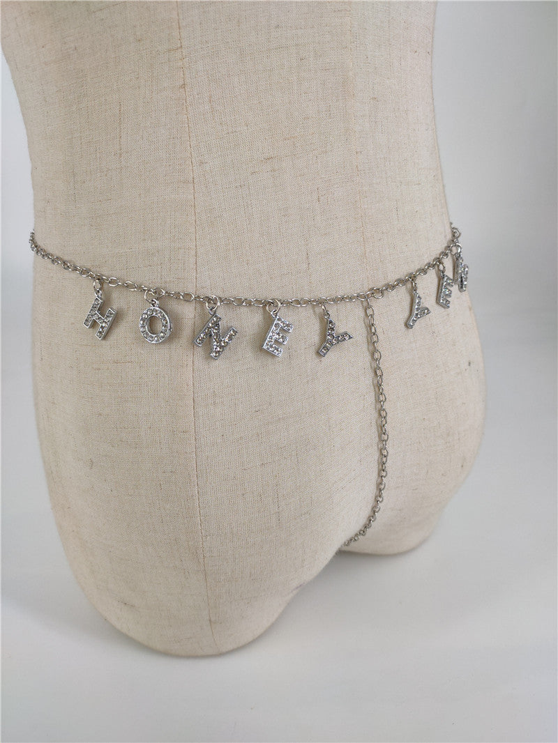 Panty Waistband Diamond Monogram Combination Thong Chain Waist Chain