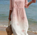 Printed Ladies Long-sleeved Round Neck Dress