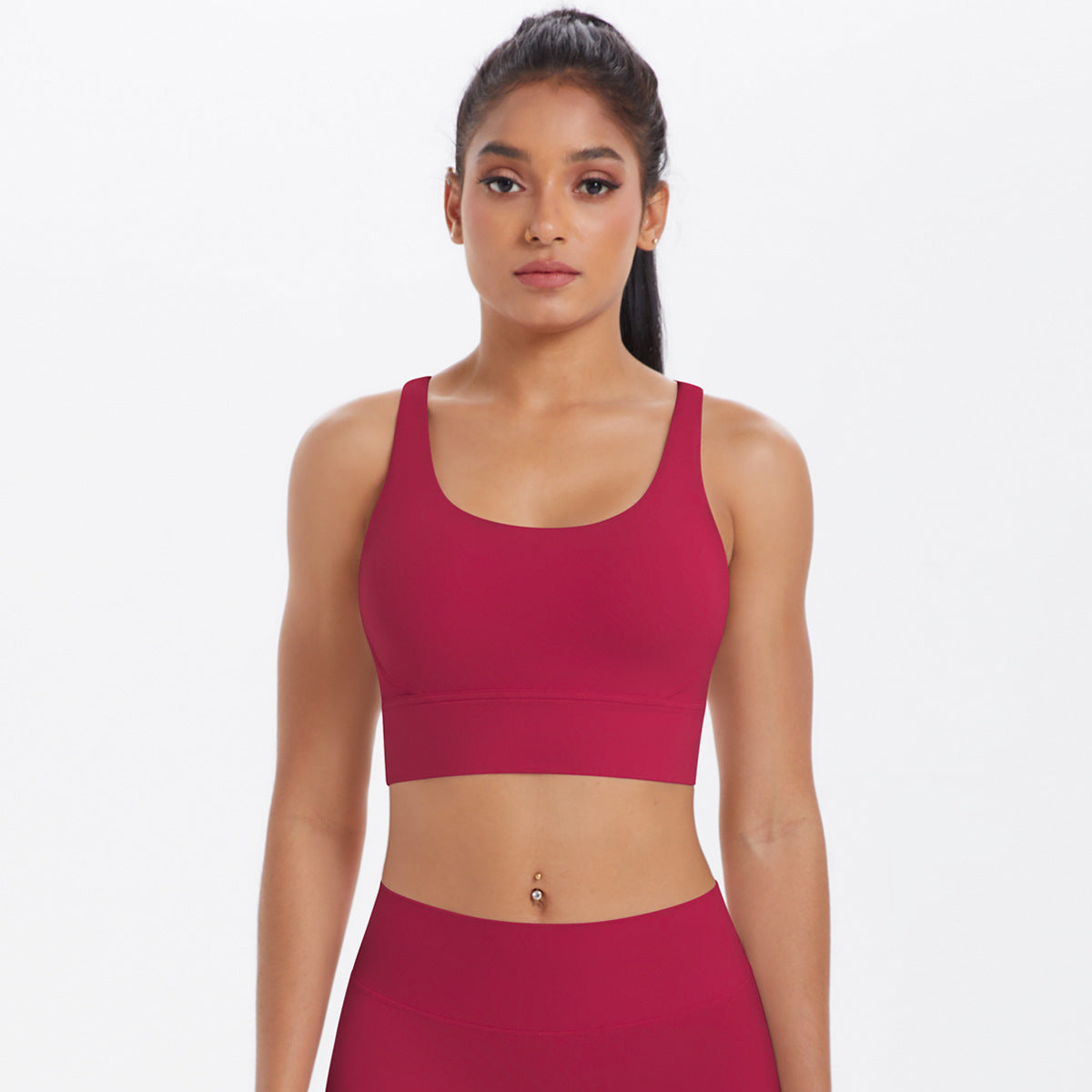 New Nude-Feel Yoga Tank Top Womens Cross-Back Sports Bra
