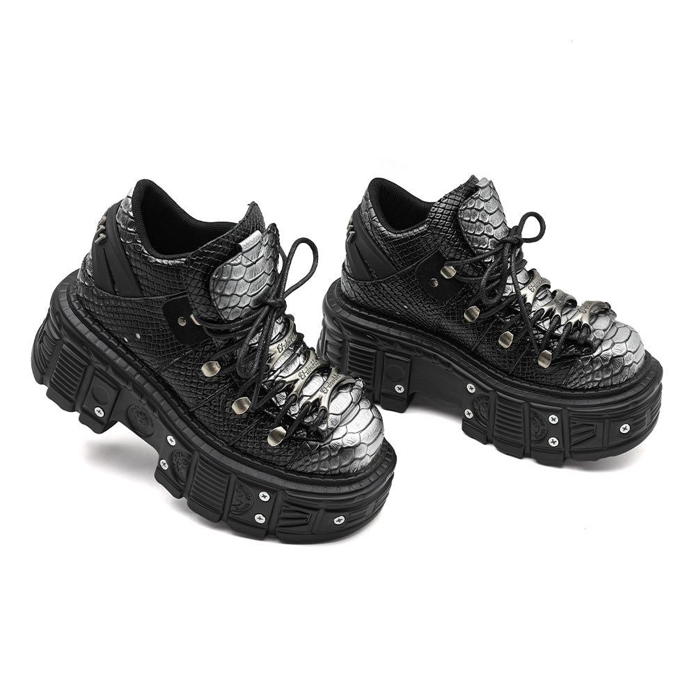 Chunky-sole Punk-style Platform Tank Boots For Women