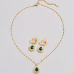 Retro Hong Kong Style Jade White Suit Necklace Earrings All-match Jewelry