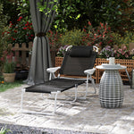 Folding Chaise Lounge, Outdoor Sun Tanning Chair, 4-Position Reclining Back, Armrests, Removable Pillow, Black
