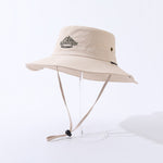 Embroidered Mountain Peak Letter Quick-drying Large Eave Sunshade Windproof Rope Adjustable Flanged Fashionable Casual Fisherman's Hat Outdoor Mountain Climbing, Fishing And Tourism