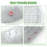 1Pc Humane Cat Trap Cage With Gloves Catch Release Live Animal Rodent Cage Collapsible Galvanized Wire For Raccoons Beavers Groundhogs Foxes Armadillos