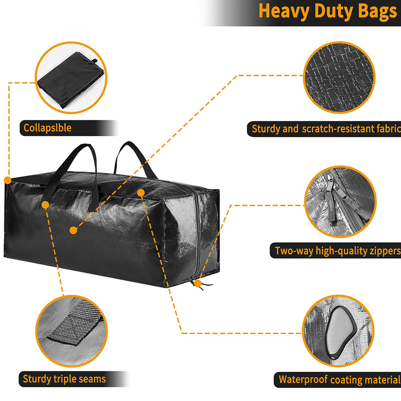 Extra Large Waterproof Heavy Duty Outdoor Garden Furniture Cushion Storage Bag--Black