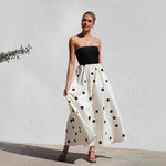 Polka-dot Print Patchwork Tube Maxi Dress