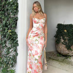 Elegant Floral Slim-fit Slip Dress For Women