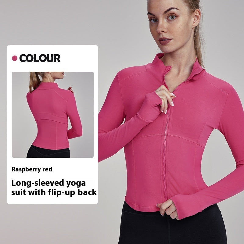 Back Mesh Breathable Yoga Clothing Top Coat