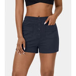 Urban-style Elegant Womens Clothing Polyester Patchwork Mid-rise Shorts For Women