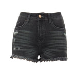 Ripped Stretch Denim Womens High-Waist Shorts