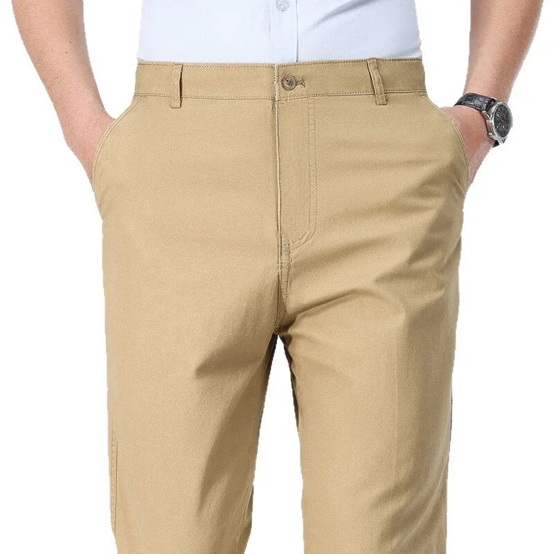 Men's Long PantsCotton Dress Trousers Loose Straight Leg