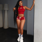 Womens Sleeveless Crop-Top Sports Set