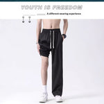 Black Casual Ice-silk Pants Men's Summer Thin