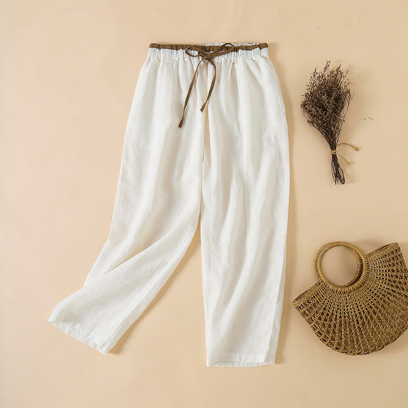 Linen Casual Pants Loose-fitting Harem Carrot Pants