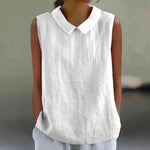 Artistic Womens Black Sleeveless Loose-fitting Top With A Collar