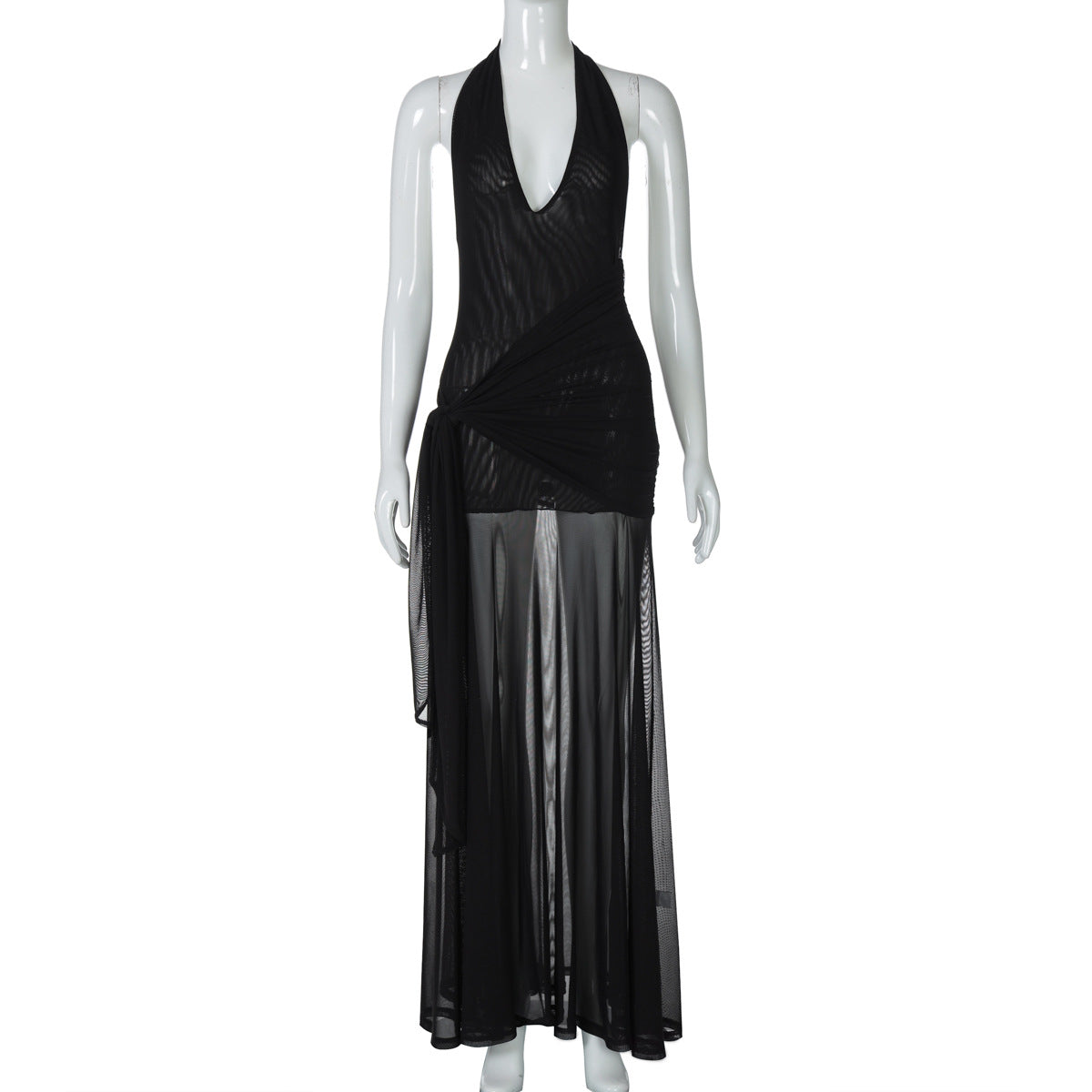 Womens Cutout Side-Waist Tied Casual Dress