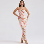 Elegant Floral Slim-fit Slip Dress For Women