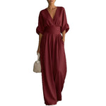 Waist-cinching V-neck Elegant Womens Jumpsuit