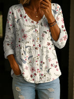 Women's Fashion Round-Neck Printed Plus-Size Shirt