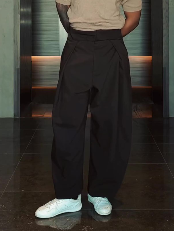 Black High Waisted Pleated Balloon Pants
