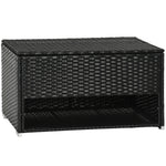 Outdoor Deck Box & Shoe Storage, PE Rattan Wicker Towel Rack with Liner for Indoor, Outdoor, Patio Furniture Cushions, Pool, Garden Tools, Black