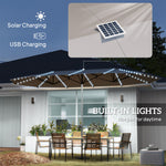 15ft Double-Sided Outdoor Umbrella With Solar Lights, Extra Large Aluminum Patio Umbrella With Crank, Dark Gray