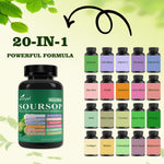 Soursop Supplement Containing 20 Herbal Extracts Including Seaweed, Lion's Mane Mushroom, Turmeric, Black Seed Oil, Oregano, And Mullein, Promoting Overall Health. Vegan, 60 Capsules.