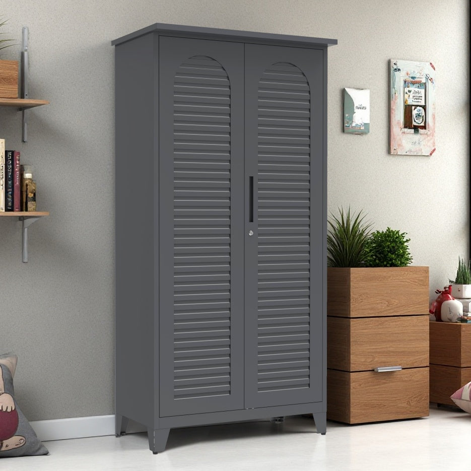 73'' Tall Metal Tool Storage Cabinet, With Ample Storage Space For Garage,Warehouse,Garden,Office, Living Room,Bathroom,Utility Room Slate