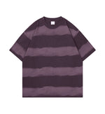 Tie-dye Washed Striped Short-Sleeve Mens Cotton T-Shirt