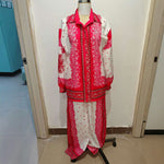 Jacquard Casual Set Womens Printed Wide-Leg Pants Two-Piece Set