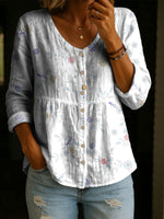 Women's Fashion Round-Neck Printed Plus-Size Shirt