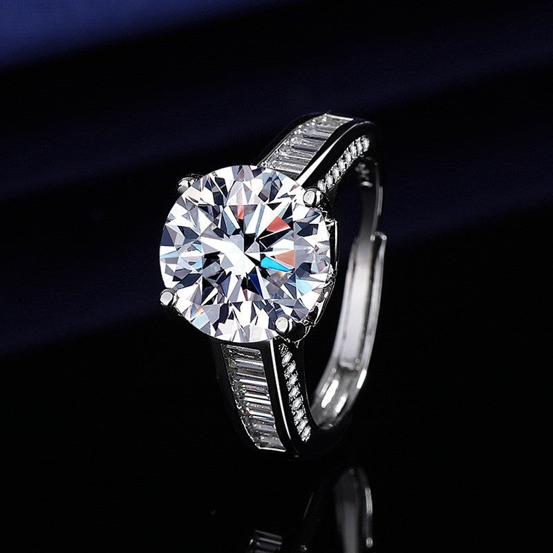 Elegant 1ct Simulated Moissanite Six-Prong Ring Luxury Wedding Jewelry For Women