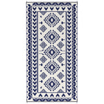 Reversible Outdoor Rug, Waterproof Plastic Straw With Carry Bag, 9 X 18, Blue & White Rhombus Patchwork