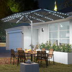 15ft Double-Sided Outdoor Umbrella With Solar Lights, Extra Large Aluminum Patio Umbrella With Crank, Dark Gray