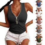 Threaded Zipper Slim-fit Vest Top T-shirt