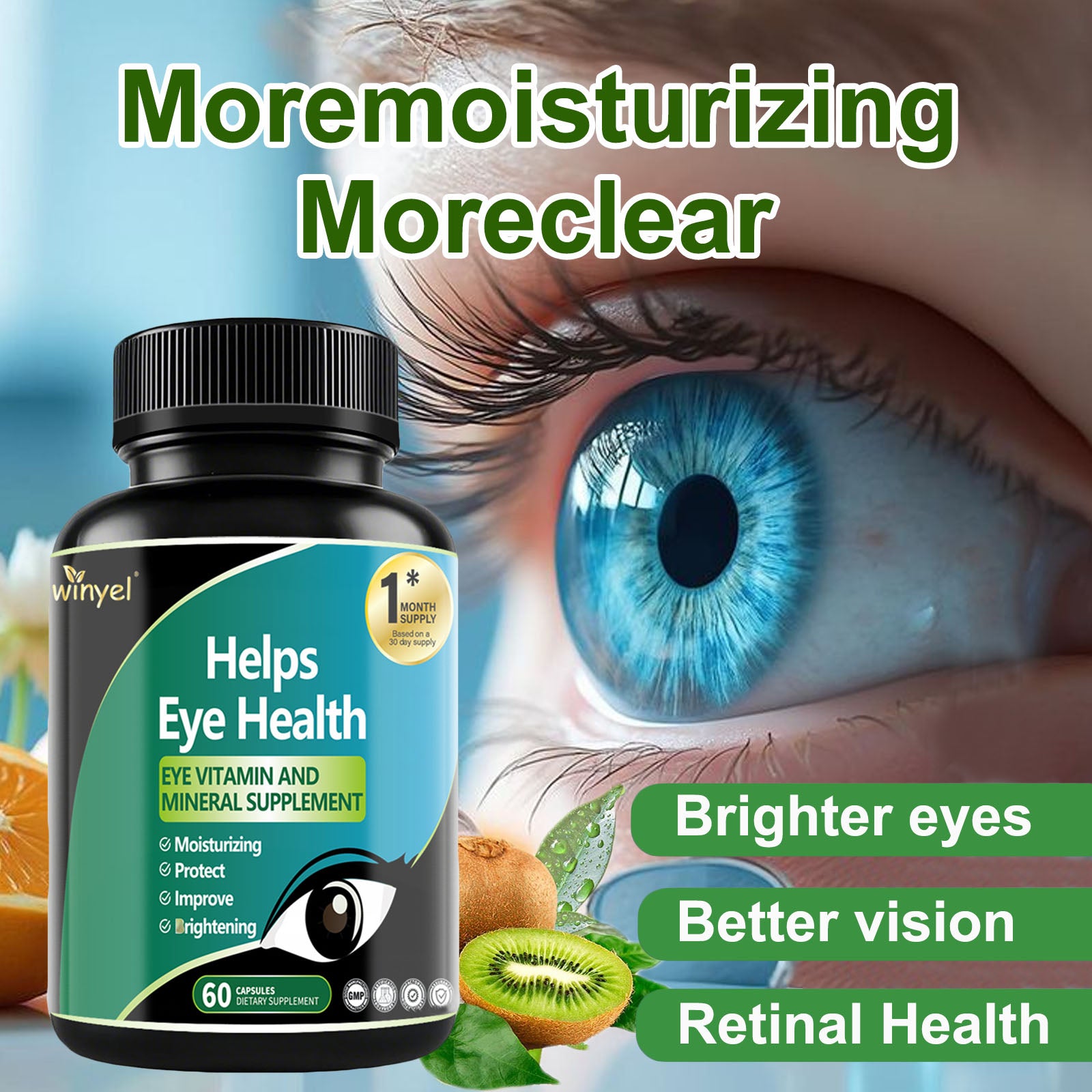 Lutein Eye Supplement - Vitamins, 30-Day Supply For Vision Clarity & Blue Light Protection, Retinal Health For Youngsters & Adults