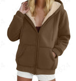 Women's Heavyweight Fleece-lined Thickened Hoodie In Color